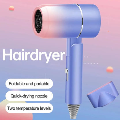 220V High-Power Folding Hair Dryer with Blue Light for Home & Travel