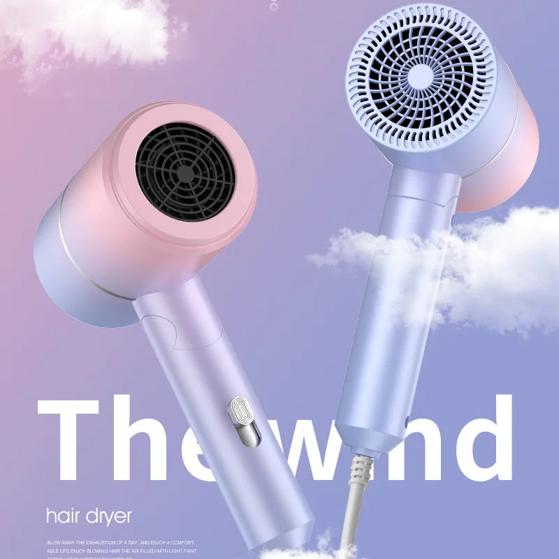 220V High-Power Folding Hair Dryer with Blue Light for Home & Travel