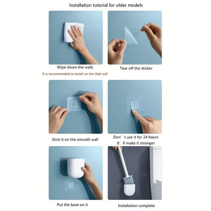 Wall-Mounted Toilet Brush with Holder - Multi-Color TPR Cleaning Brush