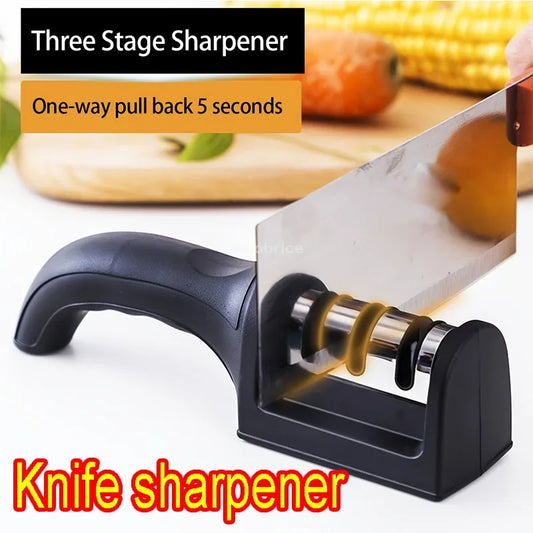 3-Stage Manual Kitchen Knife Sharpener - Ceramic