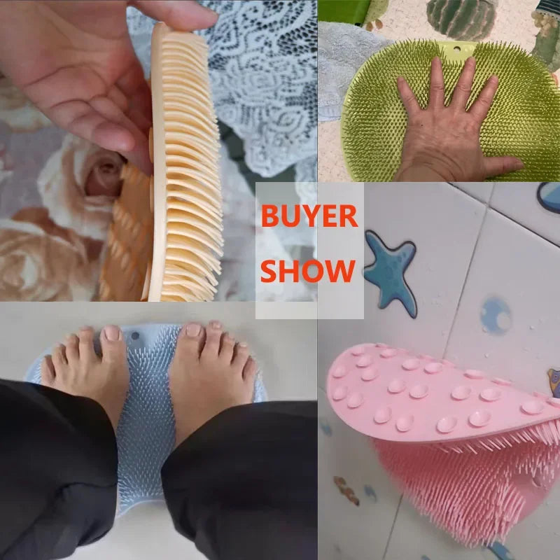 Reusable Shower Back Scraper & Cleaning Brush - Multifunctional Wall Mat