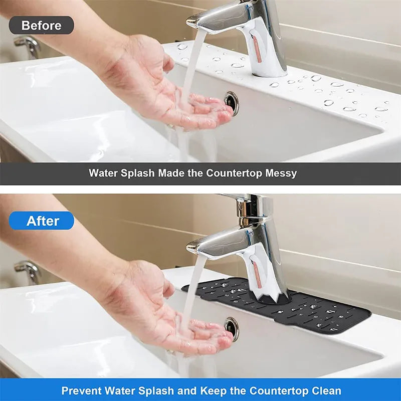 Silicone Sink Mat - Foldable Faucet Splash Catcher & Countertop Protector