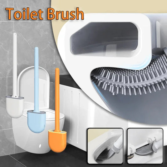 Wall-Mounted Toilet Brush with Holder - Multi-Color TPR Cleaning Brush