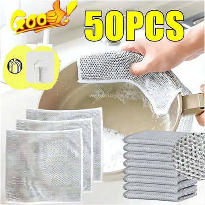 Metal Steel Wire Rags - Double-Sided Dishcloths for Pot & Pan Cleaning