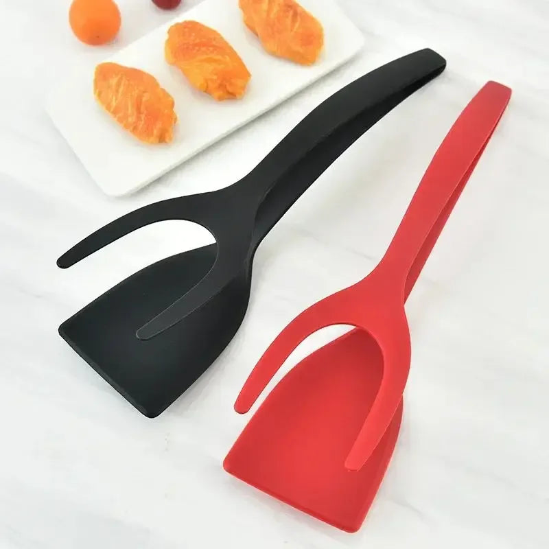 2-in-1 Nylon Grip Spatula Tongs for Eggs & Steak